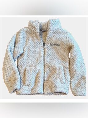 Columbia Kids Sherpa Fleece Jacket Beige Zip Up Cozy Girls Boys Size 4 5 XXS